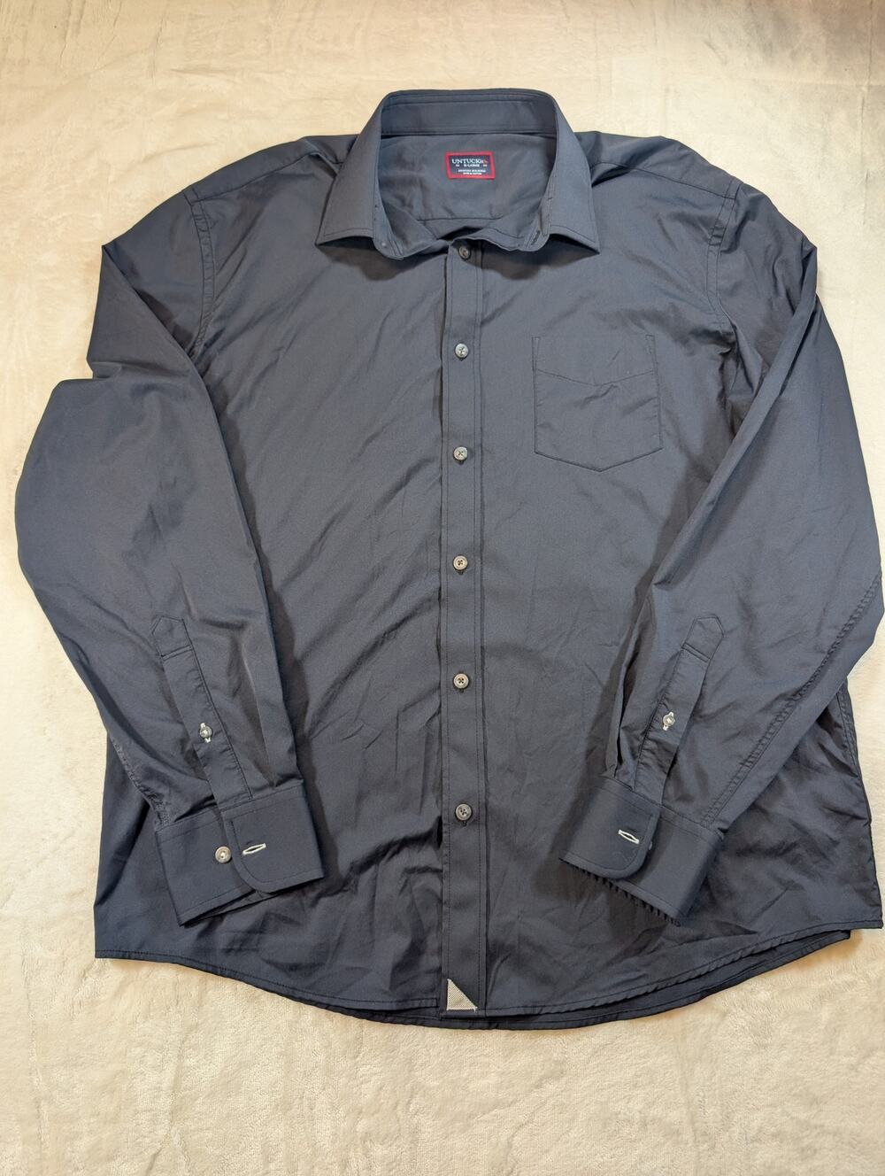 UNTUCKit Men's XL Black Performance Button Front Shirt Stretch Long Sleeve